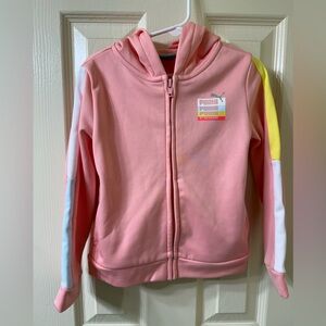 Puma Kids Hoodie Zip Up Jacket in Pink with Colorful Stripes 4T NWOT